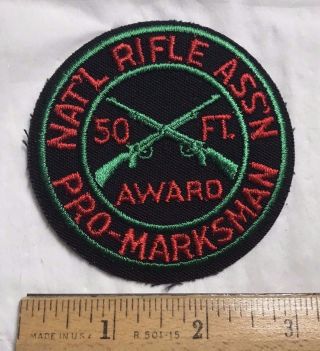 National Rifle Assoc.  Nra 50 Ft Rifle Pro - Marksman Shooting Award Round Patch