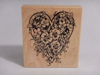 Psx Rubber Stamp K - 1359 Pansy Heart Botanical Valentine Love Flowers