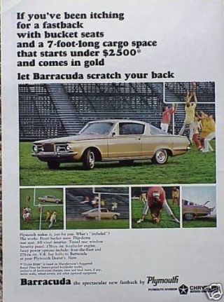 1964 Plymouth Barracuda Vintage Ad C My Store 4more 5,  =