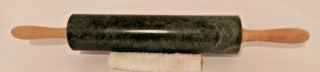 Marble Green Rolling Pin Baking Vintage 10 Inch Long