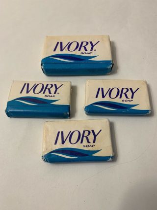 4 Vintage Ivory Travel Hotel Motel Soap Bars Mini Small