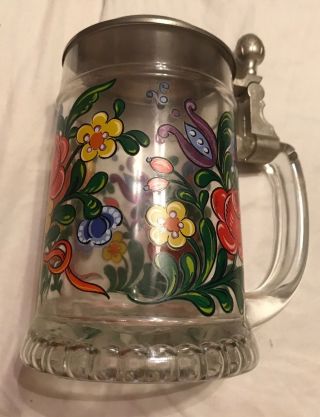 Rein Zinn Bmf Vintage German Lidded Beer Stein Tankard Mug Flower Theme