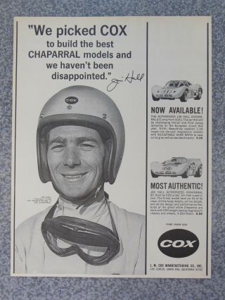 Vintage 1966 Cox Jim Hall Chaparral 1/32 Slot Car Advertisement