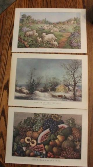 Vintage Currier & Ives Prints Springtime Meadow Winter In The Country American