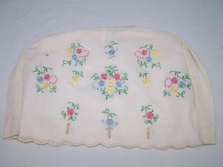 Vintage Embroidery Toaster Cover Cream Color With Flowers