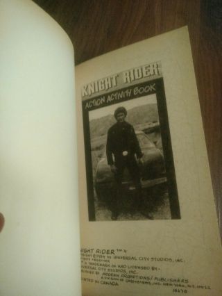 Knight Rider,  David Hasselhoff Kit Car Action Activity Book 1984 Vintage 3