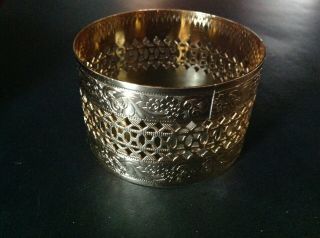 Vintage Gold Tone Filigree Tin Napkin Rings Set Of 8