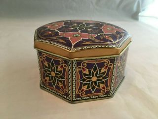 Meister Octagon Tin - Pink / Purple With Gold Trim - Made In Brazil - Vintage