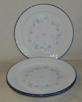 Set Of 4 Vintage Corelle Blue Fleur Dinner Plates