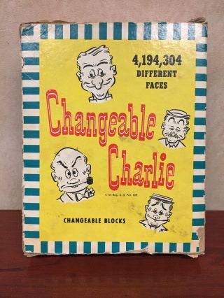 Vintage Changeable Charlie Box - 1948 Antique Toy 4,  194,  304 Block Faces