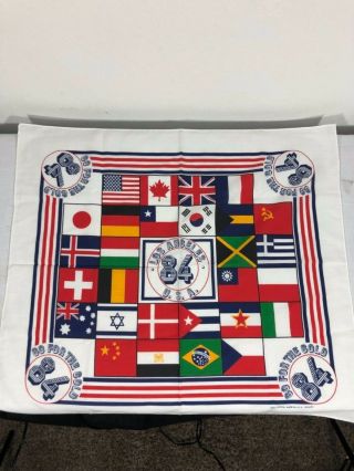 Vintage 1984 Los Angeles Olympics Go For The Gold World Flags Scarf Bandana