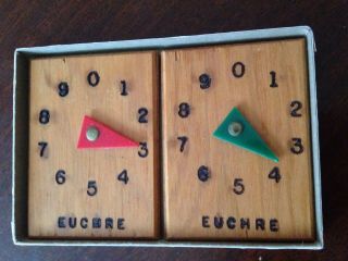 (2) Vintage Wood Euchre Score Counters