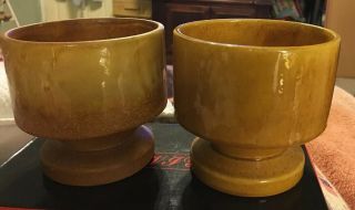 Vintage Haeger Pottery Planter Vases 2 Yellow Brown 5”