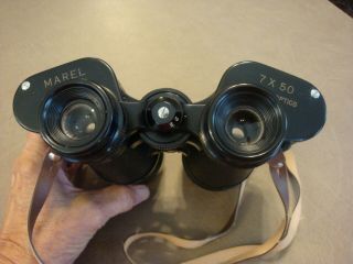 Vintage MAREL 7x50 Coated Optics 231 BINOCULARS W/Hard Case 3