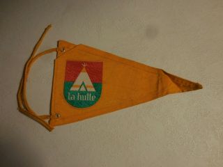 Vintage La Hutte Logo Banner Flag French Boy Scout 
