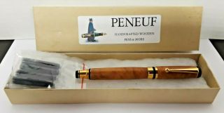 Vintage Peneuf Handcrafted Wooden Pen,  Wood Sample Carved From