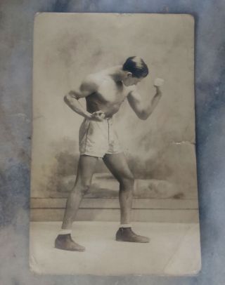 Vintage C.  1910 Rp Postcard Boxer In Pose Sports Boxing