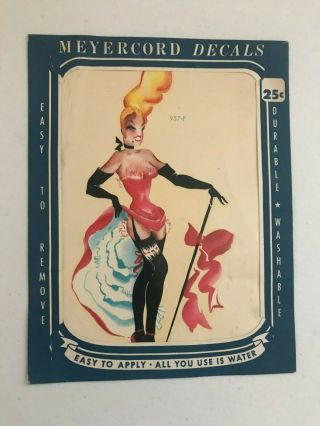 Vintage Meyercord Decals Burlesque Pinup Lady No 957 - F
