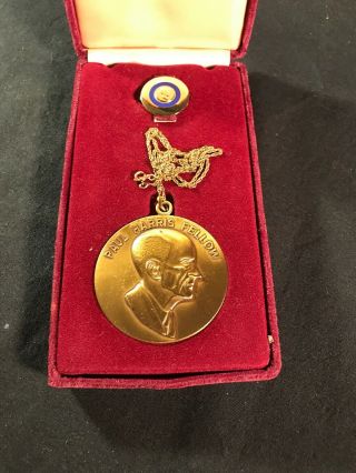Vintage Rotary Foundation Club Paul Harris Fellow Medallion W/chain & Tie Tack