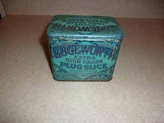 Edgeworth Vintage Plug Slice Tobacco Tin Great Blue Color Graphics