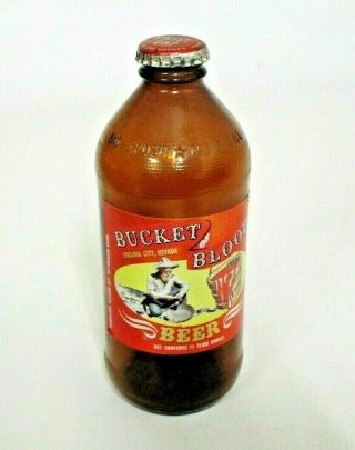 Bucket Of Blood Beer Bottle W/ Bottle Cap Top - Tavern Trove Rare Vintage