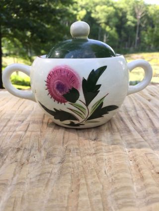 Vintage Stangl Pottery Sugar Bowl With Lid Thistle Pattern