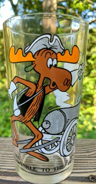 Vintage 1976 Bullwinkle To The Defense Arby’s Bicentennial Collectable Glass