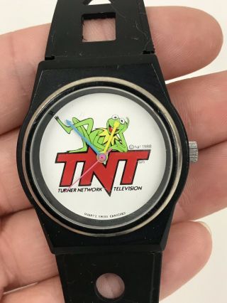 Vintage 1988 Tnt Kermit The Frog Wrist Watch Turner Television Advertising -