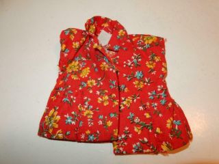 Vintage Red Floral Ideal Tagged Little Miss Revlon Doll Outfit Shirt