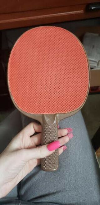 Vintage Ping Pong Table Tennis Paddle Red And Brown