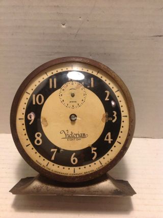 Vintage Ingraham Victorian 8 Day Wind Up Metal Shelf Alarm Clock Parts Repair