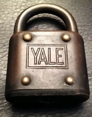 Vintage Yale Brass/steel Padlock Lock No Key Made In Usa