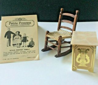 Vintage Wood Rocker And Music Stand Dollhouse Furniture Ideal Petite Princess