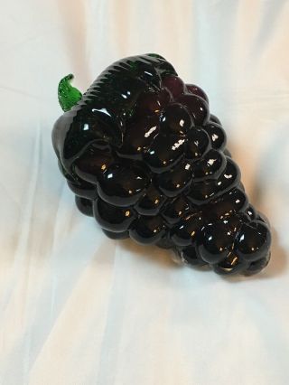 Vintage Hand Blown Glass Murano Italy Purple Grapes Bunch Fruit Italian 60 