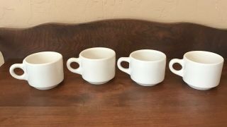 Vintage Buffalo China White Restaurant Ware Cups Set Of Four