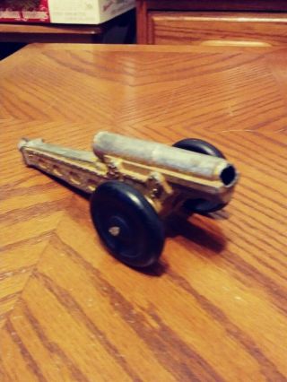 Vintage Barclay Manoil Wwi Lead Cannon With Rubber Wheels