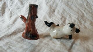 Vintage Ceramic Black & White Panda Hanging Out in Tree Salt and Pepper Shakers 5