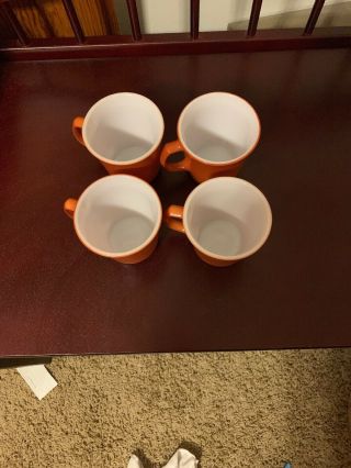 Set Of 4 Vintage Corelle by Corning Red Burnt Orange Cinnamon Coffee Mugs Pyrex 2