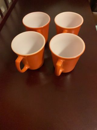 Set Of 4 Vintage Corelle by Corning Red Burnt Orange Cinnamon Coffee Mugs Pyrex 4