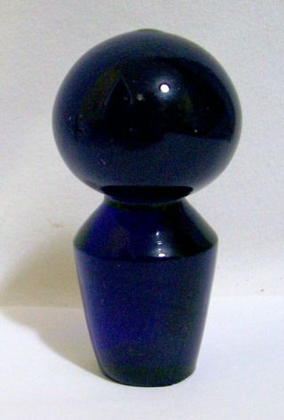 Vtg Cobalt Blue Glass Bottle Decanter Stopper 3 " Tall