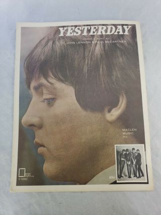 The Beatles Yesterday Sheet Music,  Vintage,  Paul Mccartney,  John Lennon