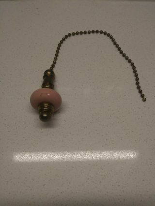 Vintage Brass And Pink Ceramic Ceiling Fan Light Pull Chain