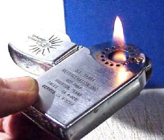 Vtg 1950s Dundee Petrol Cig & Pipe Lighter “friedrich Floating Air” Ad
