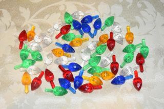 50 Vintage Lg Ceramic Christmas Tree Bulbs,  Blue,  Red,  Gold,  Green & Clear,  1.  5 " X.  5