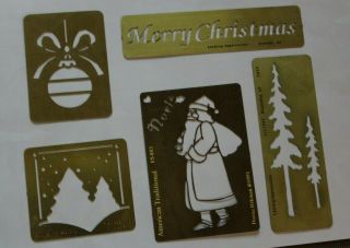 5x Vintage Metal Stencil For Hand Embossing Christmas - Winter Themed