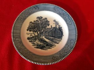 Vintage Currier And Ives 7 1/4 " Salad Plate Royal China Usa Blue