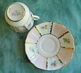 Vintage Pink Rosebud Old Royal Bone China Teacup and Saucer 4