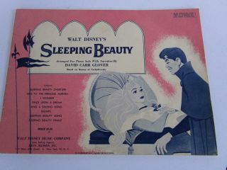 Vintage 1959 Walt Disney Sleeping Beauty Tschiakowsky Keyboard Sheet Music Book