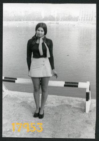 Sexy Girl In Mini Skirt,  Riverside,  Legs,  Vintage Photograph,  1970’s Hungary