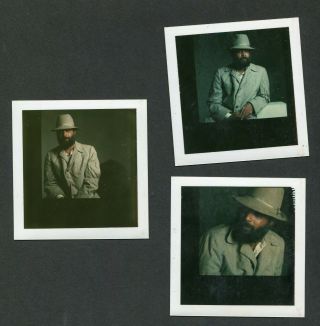 3 Vintage Polaroid Photos African American Man W/ Beard In Suit 991015